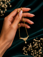 Damnstyle Gold Plated CZ Black Bead Mangalsutra Necklace for Women
