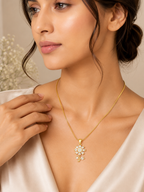 Gold Plated Bloom Flower Pendant Chain for Women