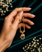 Damnstyle Gold Plated Ruby Heart Mangalsutra Necklace for Women