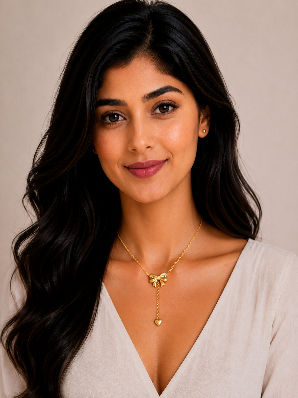 Damnstyle Gold-Plated Stainless Steel Anti-Tarnish Heart Bow Pendant
