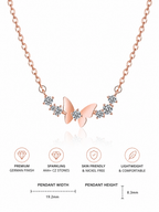 Damnstyle Silver-Plated American Diamond Studded Butterfly Pendant