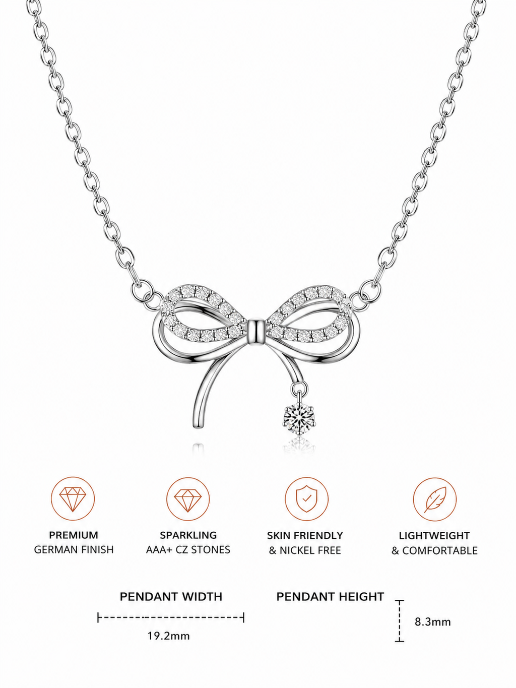 Damnstyle Silver-Plated AD Studded Infinity Shape Korean Pendant