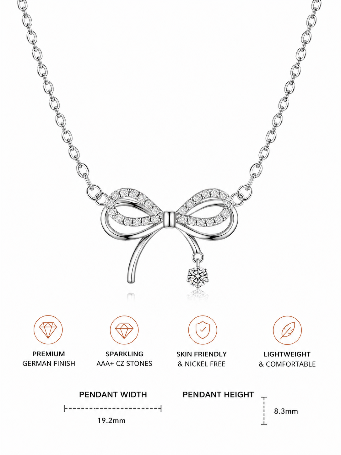 Damnstyle Silver-Plated AD Studded Infinity Shape Korean Pendant