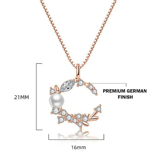 Damnstyle Rose Gold-Plated American Diamond Studded Moon Korean Pendant