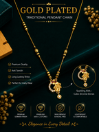 Damnstyle Gold Plated Peacock Design Mangalsutra Necklace for Women