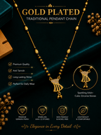 Damnstyle Women's Gold Plated Black Bead Mangalsutra with Pendant