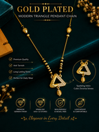 Damnstyle Gold Plated Triangle Pendant Mangalsutra for Women & Girls