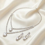 Damnstyle Anti-Tarnish Double Layer Crystal Jewellery Set With Earrings
