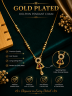 Damnstyle Women's Gold Plated Black Bead Mangalsutra with Designer Pendant
