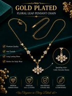 Gold Plated Floral Crystal Pendant Necklace for Women & Girls