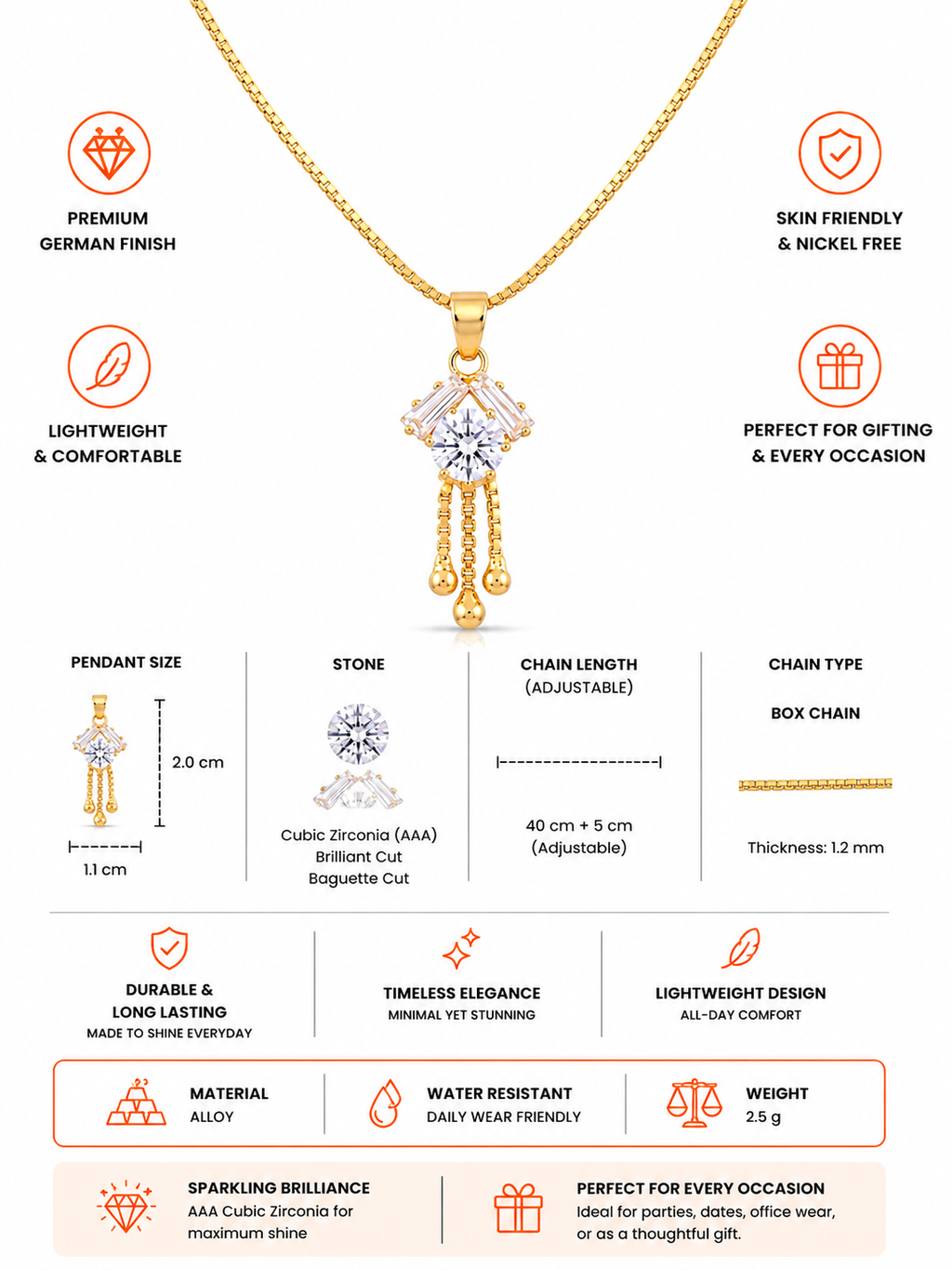 Damnstyle Anti-Tarnish Geometric Crystal Tassel Pendant