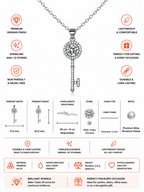Damnstyle Silver-Plated Anti-Tarnish Crystal Studded Key Pendant