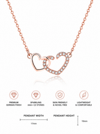 Damnstyle Rose Gold-Plated AD Studded Dual Heart Korean Pendant