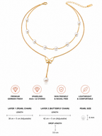 Damnstyle Gold-Plated Stainless Steel Pearl Studded Butterfly Pendant
