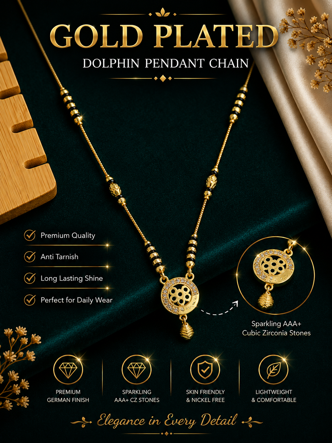 Damnstyle Gold Plated Traditional Mangalsutra for Women Daily & Party Wear