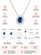 Damnstyle Silver-Plated Anti-Tarnish American Diamond Blue Oval Pendant