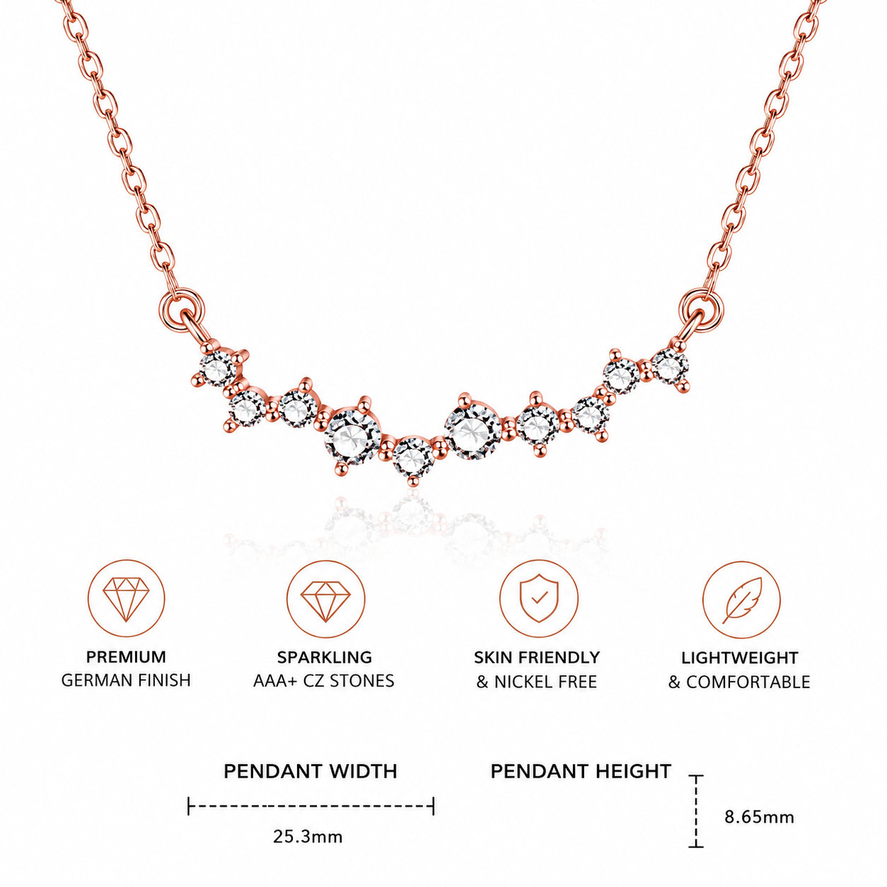 Damnstyle Rose Gold-Plated AD & Pearl Studded Crown Korean Pendant