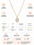 Damnstyle Anti-Tarnish Oval Crystal Pendant With Faux Pearl Accent