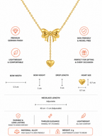 Damnstyle Gold-Plated Stainless Steel Anti-Tarnish Heart Bow Pendant