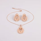 Damnstyle Necklace Anti-Tarnish Ethnic Embossed Shell Crystal Studded Set With Earrings