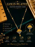 Damnstyle Women's Gold Plated Black Bead Mangalsutra with Diamond Pendant