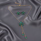 Damnstyle Necklace Anti-Tarnish Flower Set with Earrings