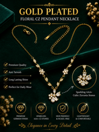 Gold Plated Floral Vine Pendant Necklace for Women