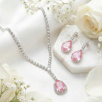 Damnstyle Anti-Tarnish Vintage Rose Rhinestone Set With Earrings