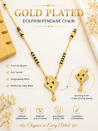 Damnstyle Gold Plated Black Bead Mangalsutra Pendant Necklace for Women