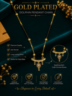 Damnstyle Gold Plated Black Bead Ruby CZ Mangalsutra for Women