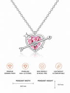 Damnstyle Silver-Plated AD Studded Pink Heart Pendant