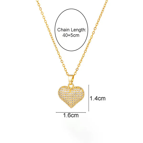 Damnstyle Gold-Plated Stainless Steel AD Studded Heart Pendant