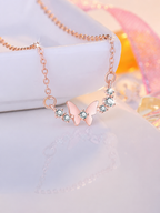 Damnstyle Silver-Plated American Diamond Studded Butterfly Pendant