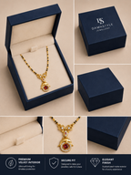 Damnstyle Gold Plated CZ Round Pendant Mangalsutra for Women & Girls