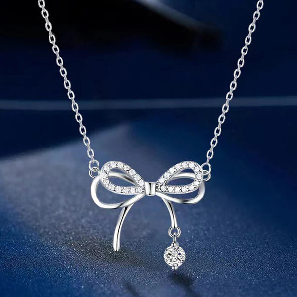 Damnstyle Silver-Plated AD Studded Infinity Shape Korean Pendant