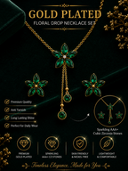 Damnstyle Necklace Anti-Tarnish Flower Set with Earrings