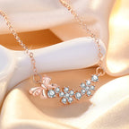 Damnstyle Rose Gold-Plated American Diamond Studded Bow-Tie Pendant