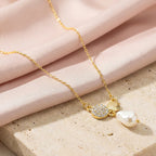 Damnstyle Anti-Tarnish Pavé Disc & Drop Pearl