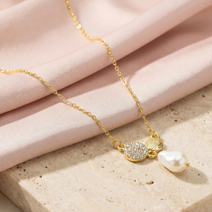 Damnstyle Anti-Tarnish Pavé Disc & Drop Pearl