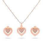 Damnstyle Anti-Tarnish Double Studded Heart Jewellery Set With Earrings