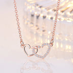 Damnstyle Rose Gold-Plated AD Studded Dual Heart Korean Pendant