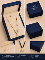 Damnstyle Gold Plated Black Bead Mangalsutra Necklace for Women & Girls