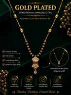 Damnstyle Gold Plated Black Bead CZ Studded Mangalsutra for Women