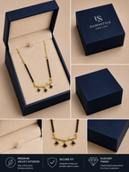 Damnstyle Gold Plated Black Bead CZ Drop Mangalsutra for Women & Girls