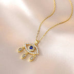 Damnstyle Gold-Plated Stainless Steel American Diamond Evil Eye Pendant