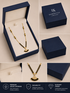 Damnstyle Gold Plated Black Bead CZ Fan Mangalsutra for Women