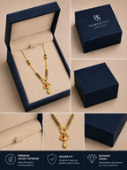 Damnstyle Women's Gold Plated Black Bead Mangalsutra with Designer Pendant