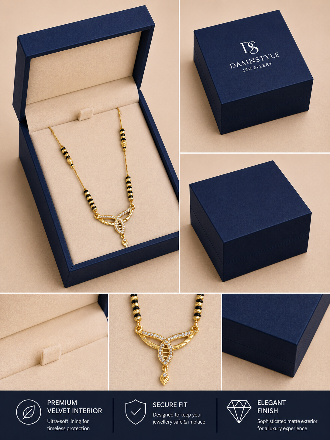 Damnstyle Gold Plated AD Infinity Mangalsutra Necklace