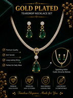 Damnstyle Necklace Anti-Tarnish Drop-Shaped Crystal Pendant Set With Earrings