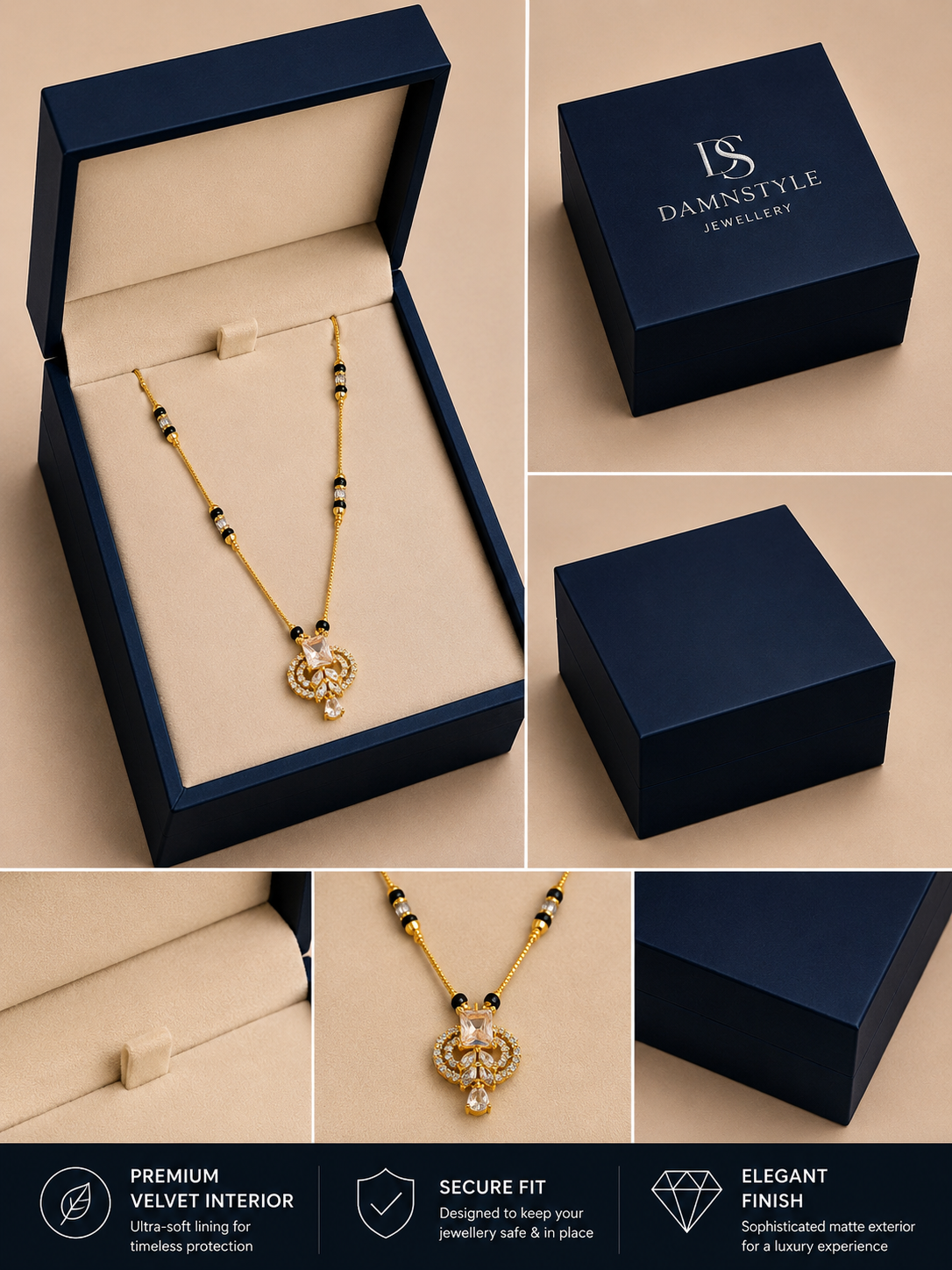 Damnstyle Gold Plated Mangalsutra with CZ Diamond for Women